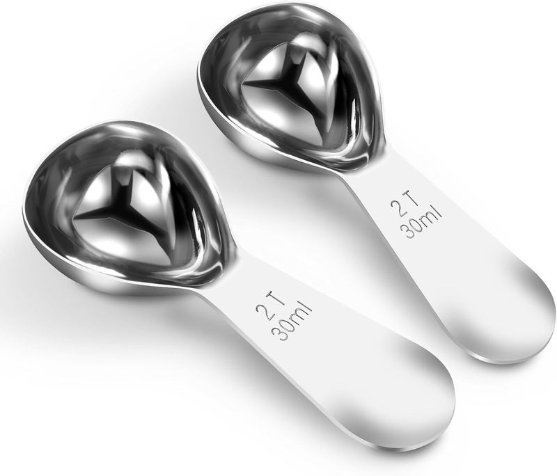 Quazake Coffee Scoop 2 tablespoon Measuring Spoons(30ml 2pcs), Ergonomics Design Coffee Scooper 2 tbsp Metal Stainless Steel Manufacture，coffee scoop for ground coffee Protein Powder Sugar Cereal,Etc. - Image 1